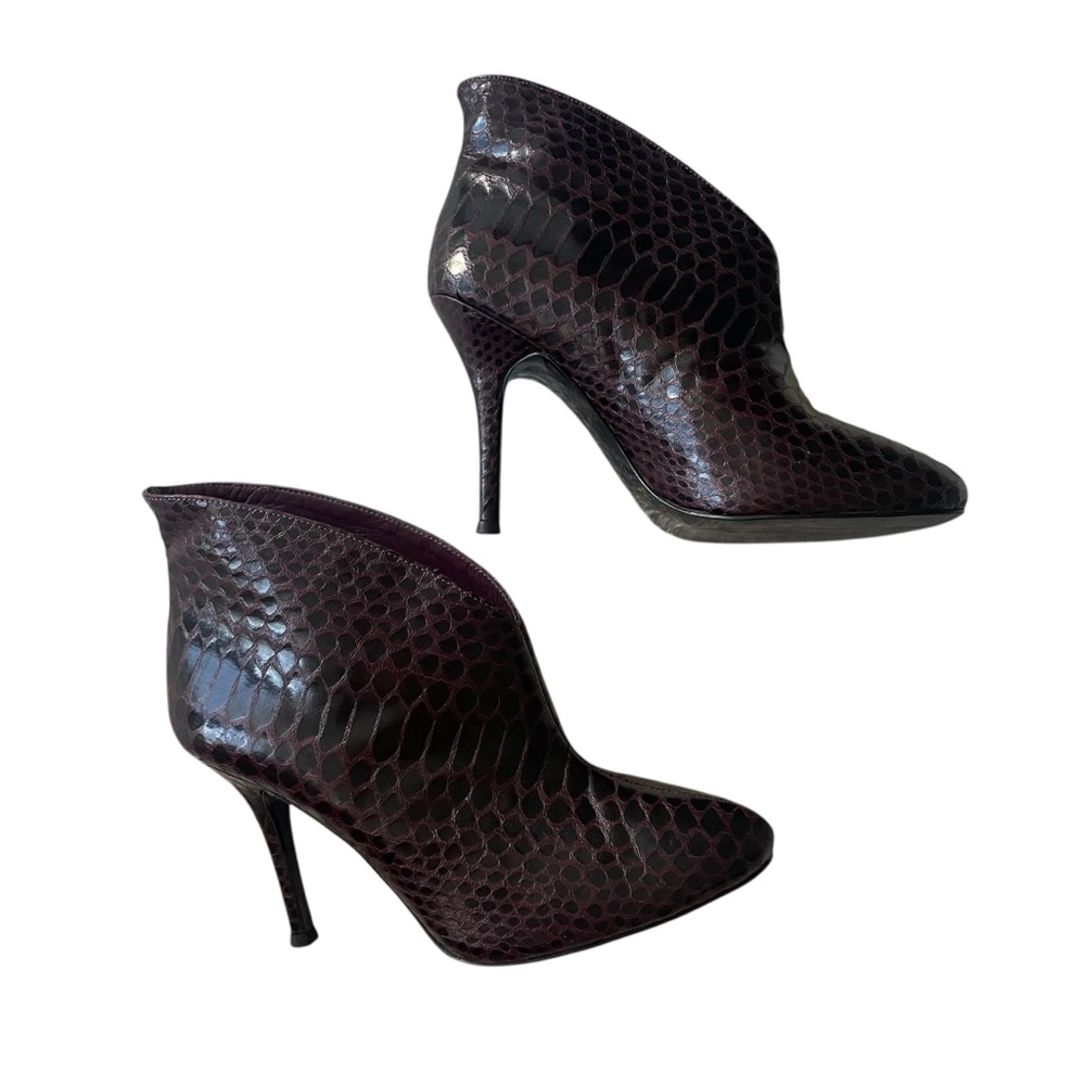 Vince Camuto Caden Booties Heel Deep Purple Snake Print